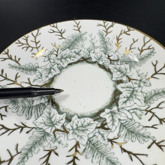 Antique R And Son Fine Porcelain Dish Plate Set 2 Dishes Plates Round IVY VTG - Picture 7 of 11